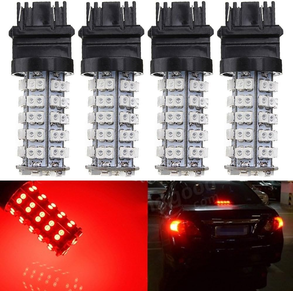 TABEN Brilliant Red 3157 3047 3057 3057A 3155 4057 1210-68SMD LED Bulbs Light Super Bright Turn Signal Brake Backup Reverse Camper RV Light 12V (Pack of 10)