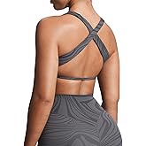 Aoxjox Women's Workout Sports Bras Square Neck Emma Cross Back Fitness Training Gym Bra Yoga Crop Tank