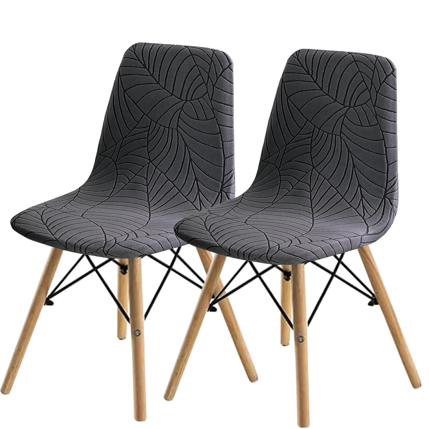 SHENGYIJING Dining Chairs Covers Set of 2/4/6, Style Shell Mid Century Modern Accent Side Chair Covers (Grey, 2 Pieces)