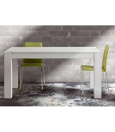 Tavolo In Legno Massello Di Abete Spazzolato Bianco 180 X