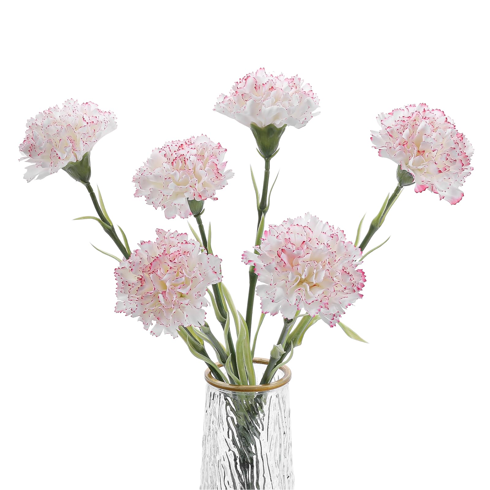 DuHouse Real Touch Artificial Carnation Flowers 6pcs, Silk Faux Flowers, Fake Carnation with 45cm Long Stems for Wedding Home Table Centerpieces(Red-Edge) โ image 1