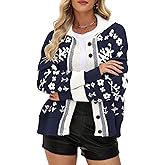 yoeasy Womens Floral Cardigan Sweater Color Block Open Front Long Sleeve Button Down Knit Loose Short Cardigan Sweaters