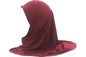 Modest Beauty Girls Hijab Muslim Kids Scarf Headwear Solid Color for 2-6 Years Ready to Wear