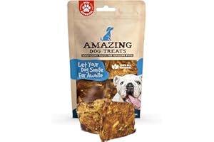 Amazing Dog Treats - Beef Cheek Chip Squares 4x4 (Beef Flavor - 8 Count) - NO Odor - Thick Cut - Rawhide Alternative