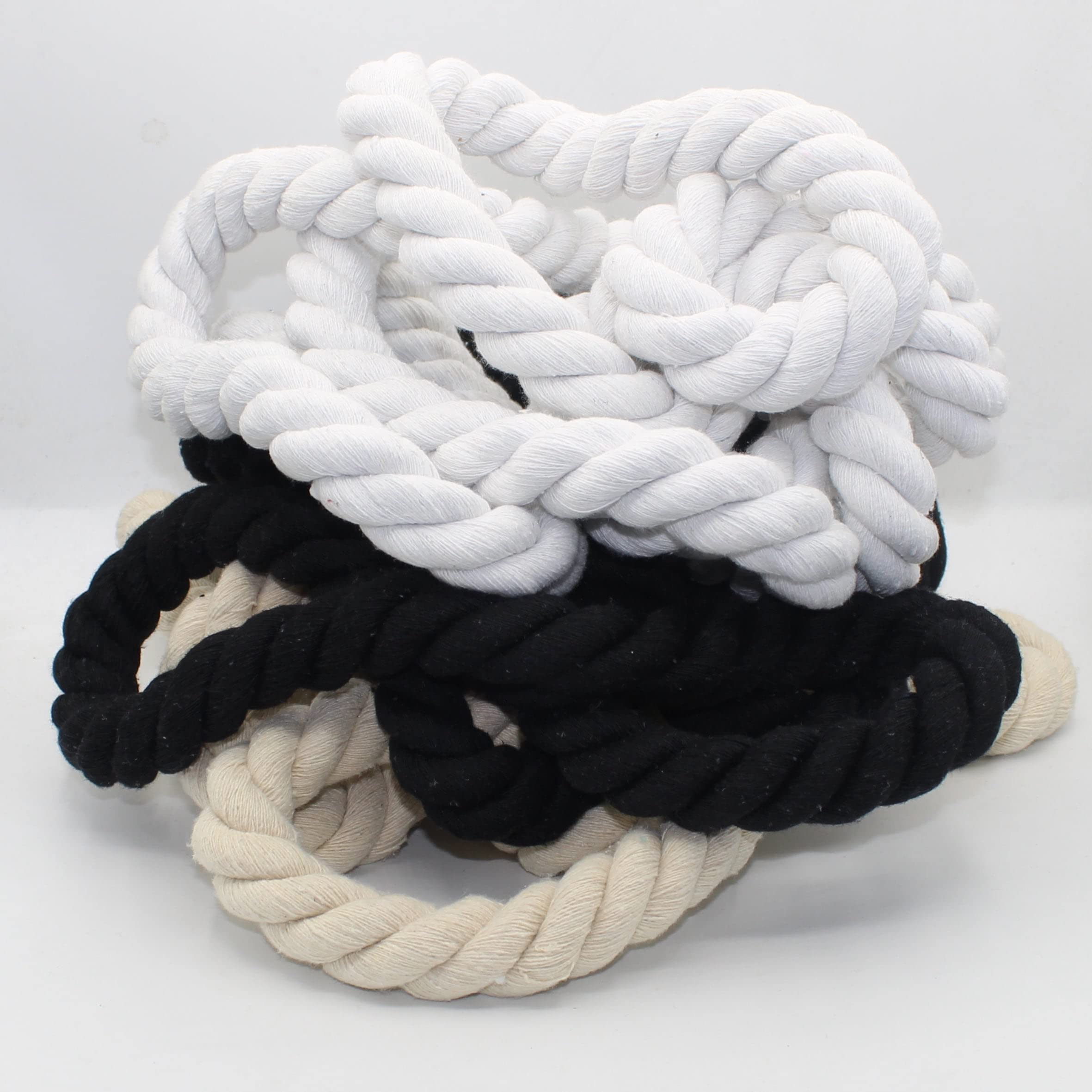 LEDUC 3 Metres Round Cotton Cord 12 mm Woven Rope with Natural Cotton Core, Ideal for DIY, Sewing, Versatile 12 mm Black