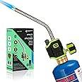 TURBOHEAT Propane Torch Head with Igniter Upgrade Longer Tube Mini MAPP MAP Gas Torch Gun Fuel on 1-lb Propane Tanks Trigger Start Blow-Torch for Weld Soldering Brazing Torch Lighter Glass Blowing Kit