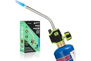TURBOHEAT Propane Torch Head with Igniter Upgrade Longer Tube Mini MAPP MAP Gas Torch Gun Fuel on 1-lb Propane Tanks Trigger Start Blow-Torch for Weld Soldering Brazing Torch Lighter Glass Blowing Kit