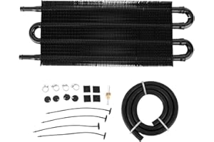 Universal Transmission Oil Cooler Kit, 4-Row Aluminum Tube and Fin Cooler for Engine and Power Steering, Heavy Duty Racing Co