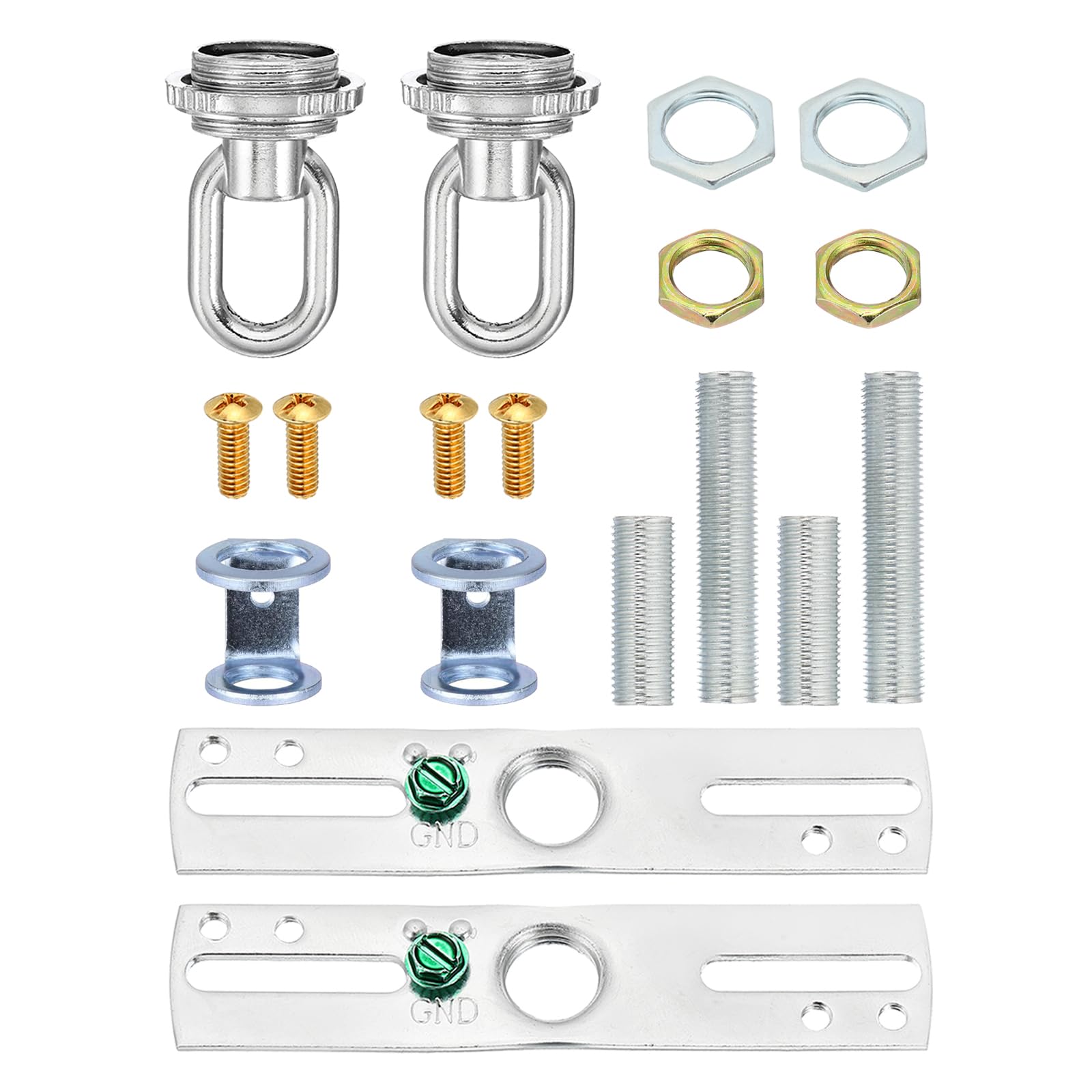 PATIKIL 4" Universal Light Fixture Cross Bar Kit, 2set 1/4 IP Center Ceiling Light Plate Mounting Bracket Canopy Hardware Repair Set with Loop, Nickel Color