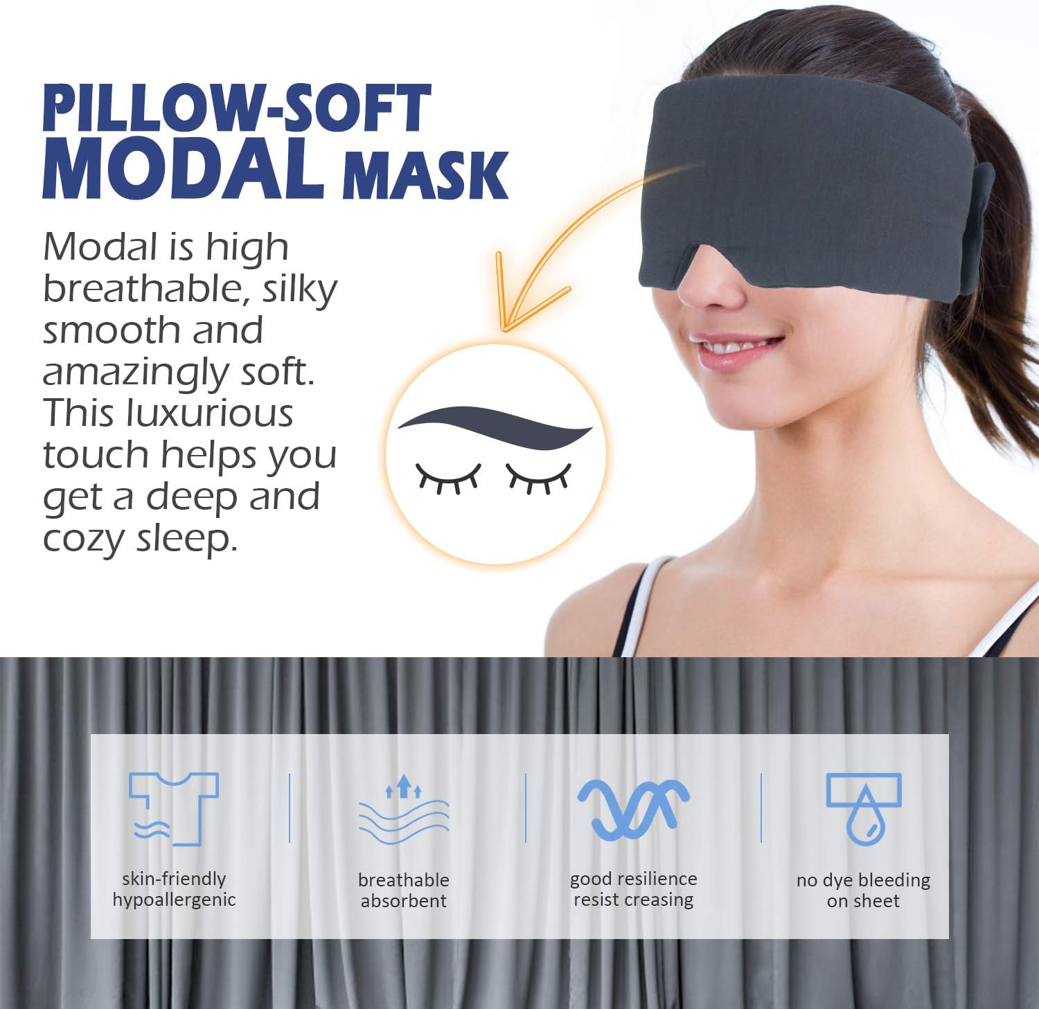 Mavogel Sleep Mask, Skin Friendly Modal Material & Light Blocking Sleeping Mask for Home/Flight/Shift Work, Handmade - Image 5