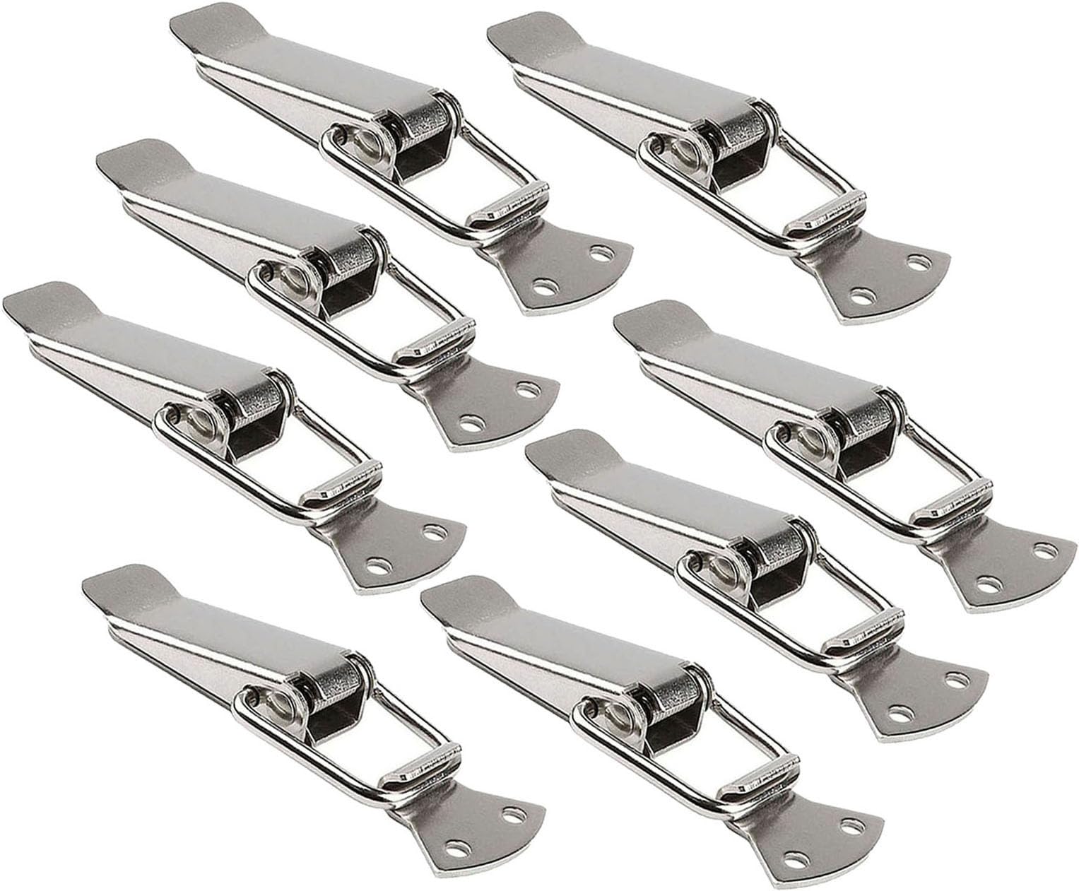 Litensh 8PCS Stainless Steel Tension Clasp with Screws, 56mm Lever Clasp Toolbox Spring Toggle Latch Hasp Catch Clamp Clip, Box Closure Latch Cap Lock for Toolbox Drawer Chest Case Cabinet, 56mm