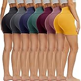 TNNZEET 7 Pack Biker Shorts for Women - 5''/8''/3'' High Waisted Workout Tummy Control Spandex Gym Shorts for Yoga Athletic
