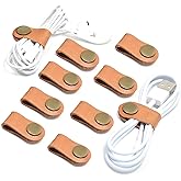 CAILLU Cord Organizer 10 Pack,Cord Holder,Cable Clips Leather,Cable Organizer USB Holder,Cord Keeper,Phone Wire Organizers Ti