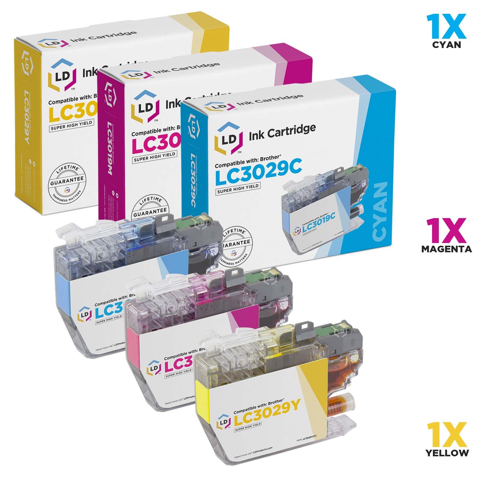 LD Products Compatible Ink Cartridge Replacement for Brother LC3029 Super High Yield (Cyan, Magenta, Yellow, 3-Pack) Compatible with DCP-J152W MFC-J245 MFC-J285DW MFC-J450DW MFC-J470DW MFC-J475DW MF