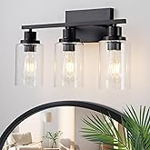HCCZ 3 Light Bathroom Light Fixtures Black Vanity Light Over Mirror Modern Farmhouse Wall Lighting Sconces Rustic Industrial 