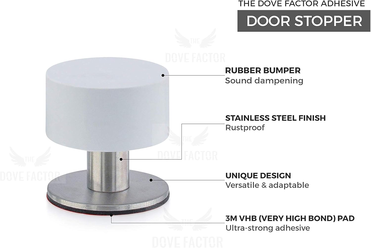 The Dove Factor White Self-Adhesive Door Stop - Image 3