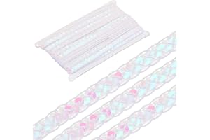 MECCANIXITY 15 Yard Sequins Beaded Lace Trim 0.4 Inch Sequin Braid Trim Strip Paillette Sequins Ribbon Trim for Crafts, Embellishments, DIY Sewing Costume White