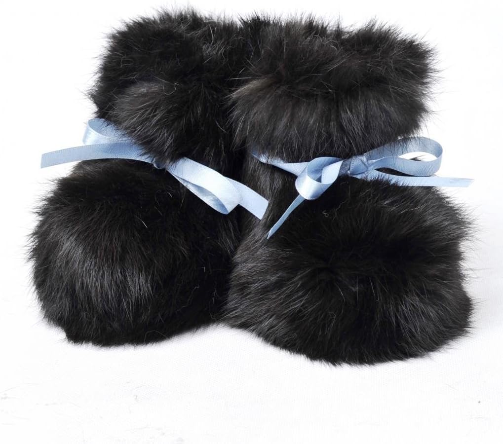 Fashion Genuine Rabbit Fur Baby Shoes,Black