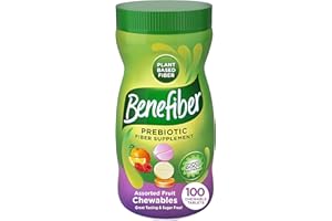 Benefiber Chewable Prebiotic Fiber Supplement Tablets for Digestive Health, Assorted Fruit Flavors - 100 Count