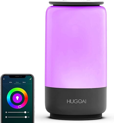 hugoai lampara de mesa inteligente lamparas de noche regulables para dormitorios funciona con alexa y google home lampara de noche led con tonos de