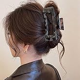 Jugielu Large Square Claw Clip Acrylic Leopard Plastic Hair Clip Thick Hair Nonslip Strong Hold Claws Clips Gray Matte Big Rectangle Claw Hairs Clips Accessories for Women Headdress