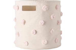 Pehr Pom Pom Basket, Bin (Blush) | 100% Cotton Canvas Storage for Nursery, Playroom & Home | Decorative Organizer | 13”D x 12”H