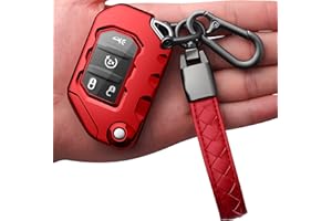 Autophone Compatible with Jeep Key Fob Cover With Leather Keychain Soft TPU Protection Key Case for 2018-2025 Wrangler JL JLU Rubicon Wagoneer Gladiator JT Sahara JLU Remote Key (Red)
