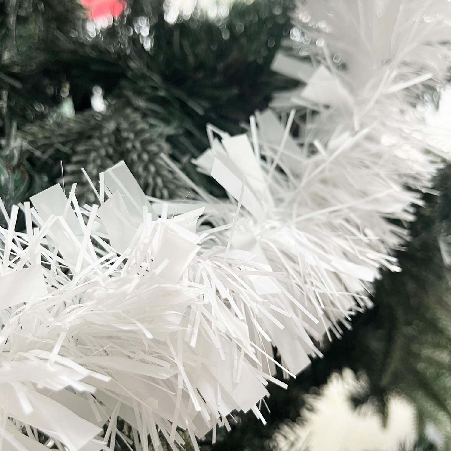 White Christmas Tinsel Garland, 10m/32.8ft Chunky/Fine Christmas Tree Hanging Tinsel Decoration Metallic Tinsel Xmas Decoration for Wall Fireplace Christmas Tree Decor (White)