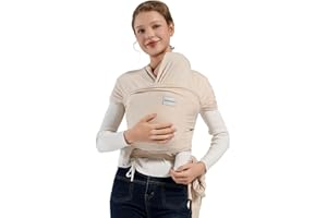 MISSWISDOM Baby Wraps Carrier, Baby Carrier Wrap Newborn Sling 7-35lbs, Baby Wearing Wrap Newborn Wrap Carrier, Baby Sling Carriers for Newborn and Infant, Beige