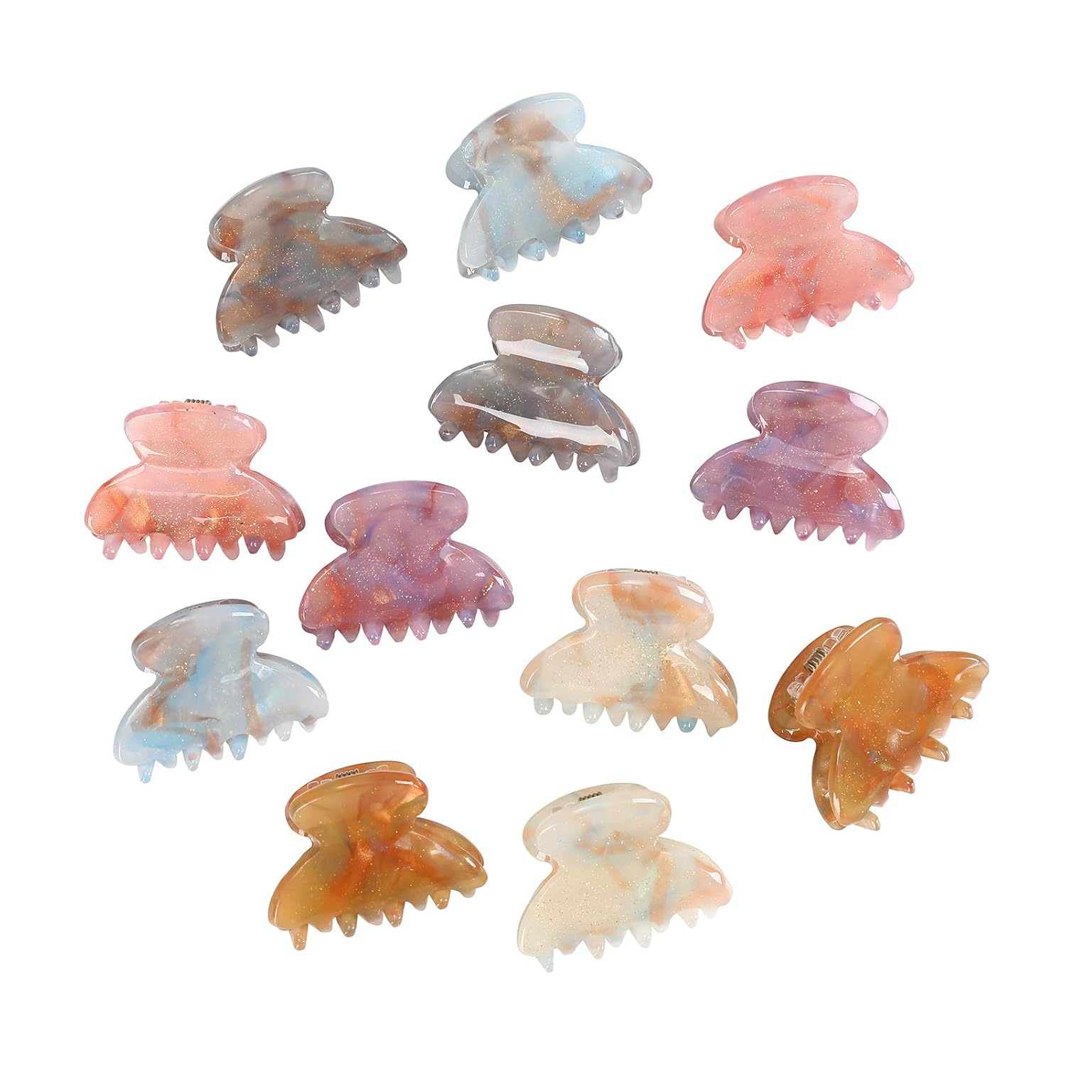 Claw Hair Clips Jaw Clamps - 12PCS Small Hair Claw Jaw Clamp for Thin Hair Styling Accessories Classic Hair Clamp for Women Girls (Sequins) : Beauty