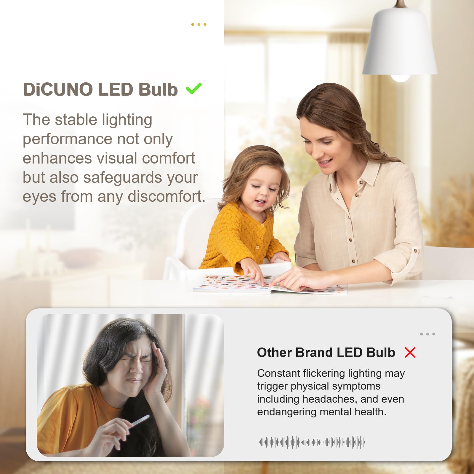 DiCUNO 9W E27 LED Lampe ersetzt 60W, 2700K Warmweiß, 806lm, A60 Matt Edisonbirne, CRI 90, 220° Abstrahlwinkel, flimmerfrei, nicht dimmbar, 230V Energiesparlampe, 6er Pack 6