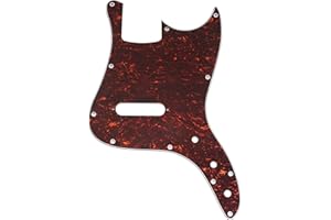 Musiclily Pro 11-Hole Bass Pickguard for Squier Sonic Bronco Bass, 4Ply Red Tortoise