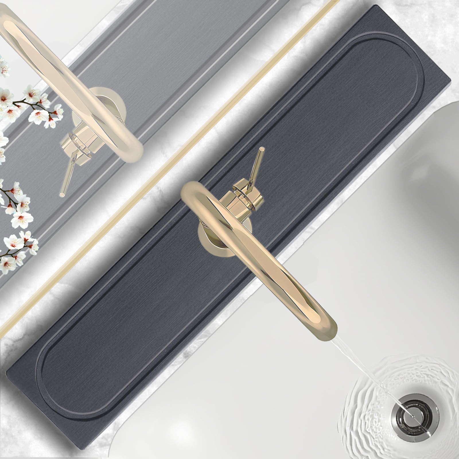 Photo 1 of Faucet Mat for Kitchen Sink with Raised Feet, Fast Drying Diatomite Stone Sink Tray, Water Absorbent Faucet & Sink Splash Guard, Prevents Moisture Buildup, Durable Protector for Bathroom Counter