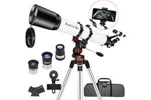GATERDA Telescope for Adults, 90mm Aperture High Powered Refractor Telescope (28X-210X), Portable Astronomical Telescope for Beginners Comes with AZ Mount, Tripod and Phone Adapter for Moon Observation