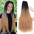 24 inch Ombre Senegalese Twist 2x Hair Crochet 30 Roots Synthetic Crotchet Braiding Hair for Women 95g/Pack (6 Packs/Lot,Black/Light Brown)