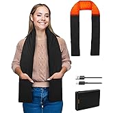 Pupdumm Electric Heated Scarf Pad Cordless 63'' Length Heating Soft Warmer with 10000mAh Rechargeable USB Power Bank, Adjustable 3 Heat Settings, Portable Wrap for Neck Brace and Shoulder, Black