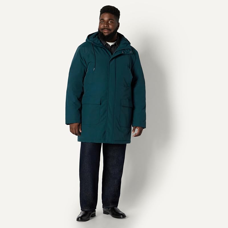 Herren Moderner Oversized Fit Parka Jacke mit Kapuze, Dark Teal Green, M