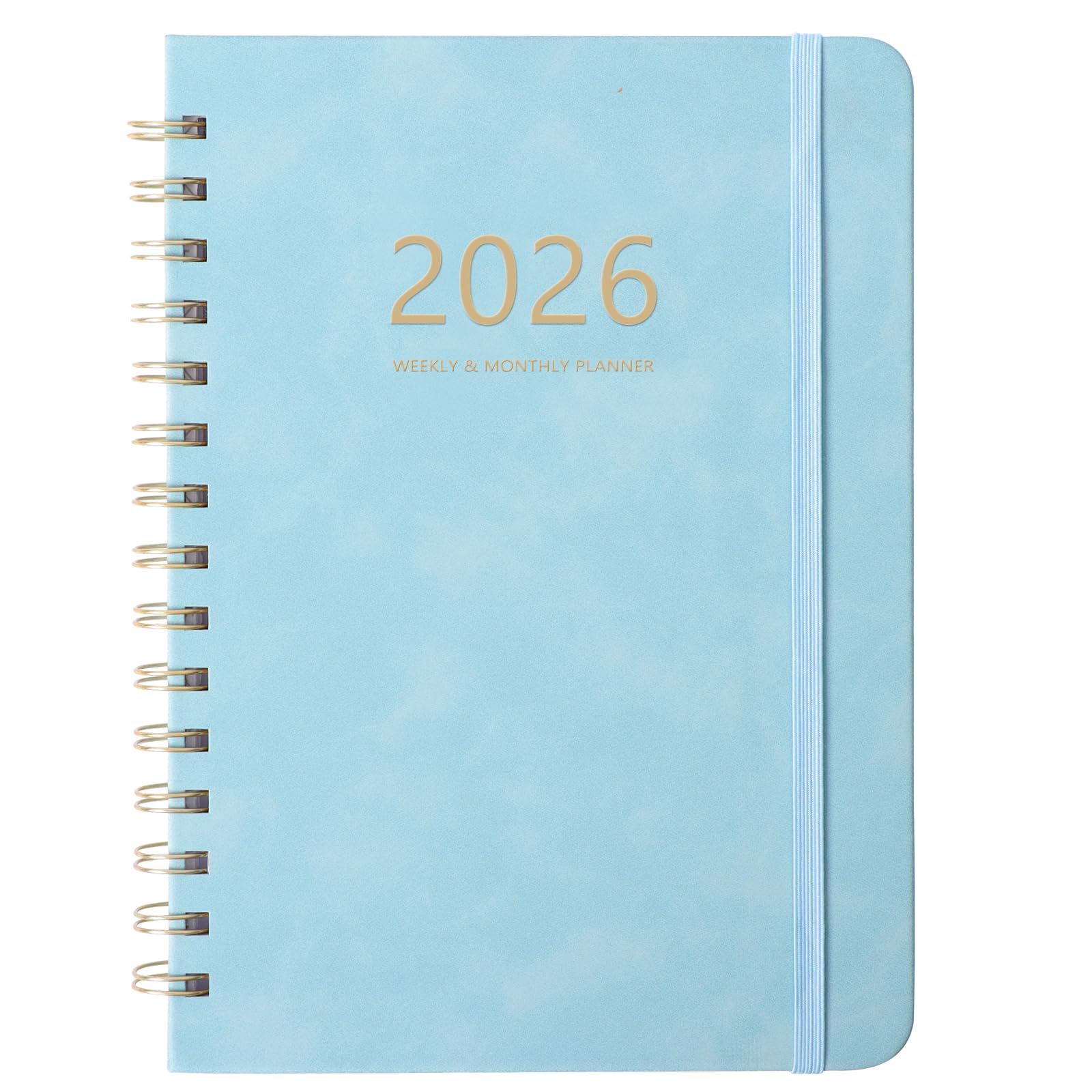 Academic Diary 2025-2026, A5 Diary 2025-2026 Week to View, July 2025 to June 2026, 2025-2026 Diary with Monthly Tabs, Back Pocket, Elastic Closure, Notes, 21.5 x 15.5cm, Faux Leather(Blue)