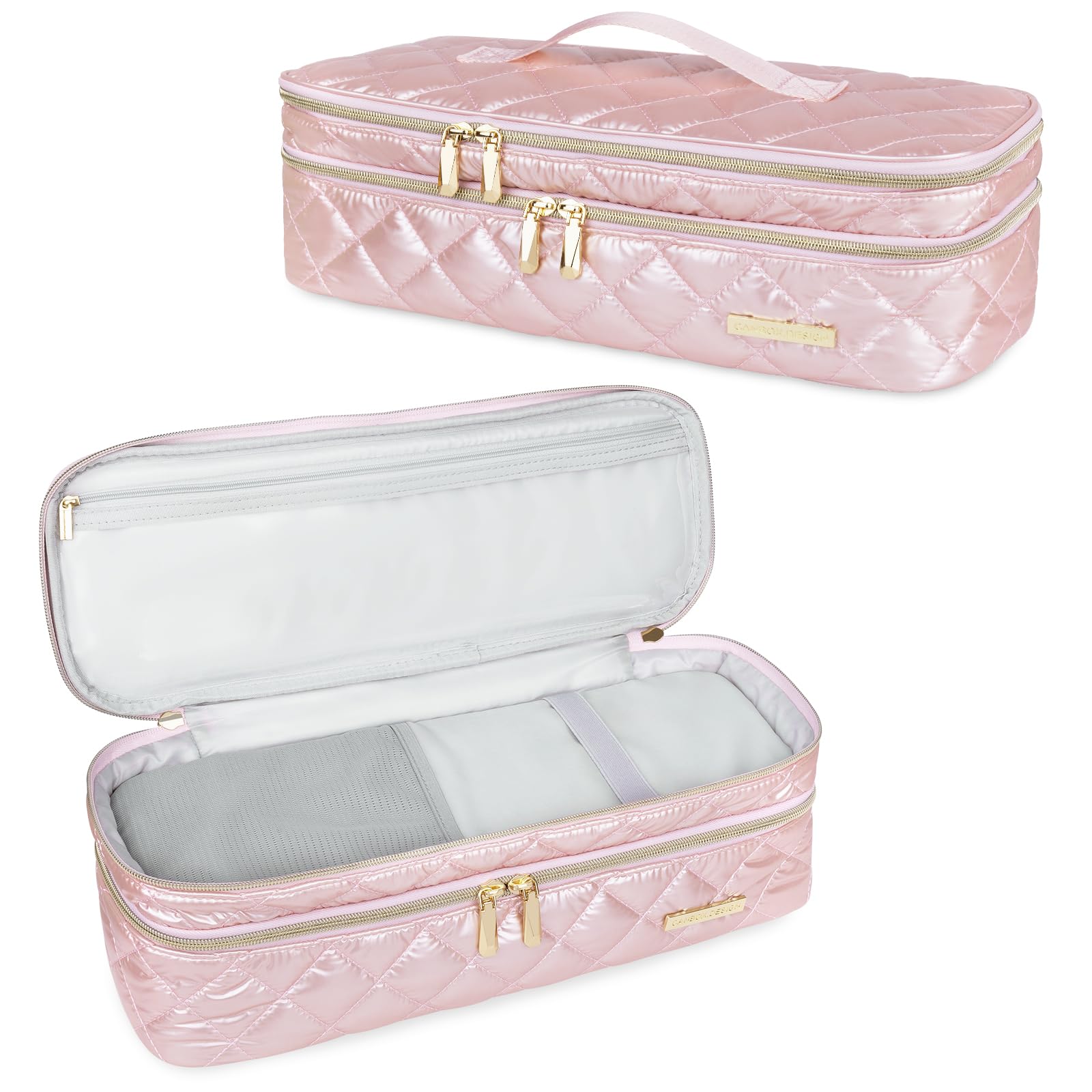 Travel Carrying Case for Hair Dryer Shark Flexstyle Dyson Airwrap, Double-Layer Hair Accessories Tools Storage Case for Revlon One-Step, Shockproof Protection Organizer Travel Carrier Bag, Pink — image 1