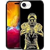 Pinsheng Case Compatible with iPhone 16E,American Football Covers for Men/Boys,Four Side Frame Anti-Skid Soft Silicone Shockproof Protective Case for iPhone 16E 6.1inch