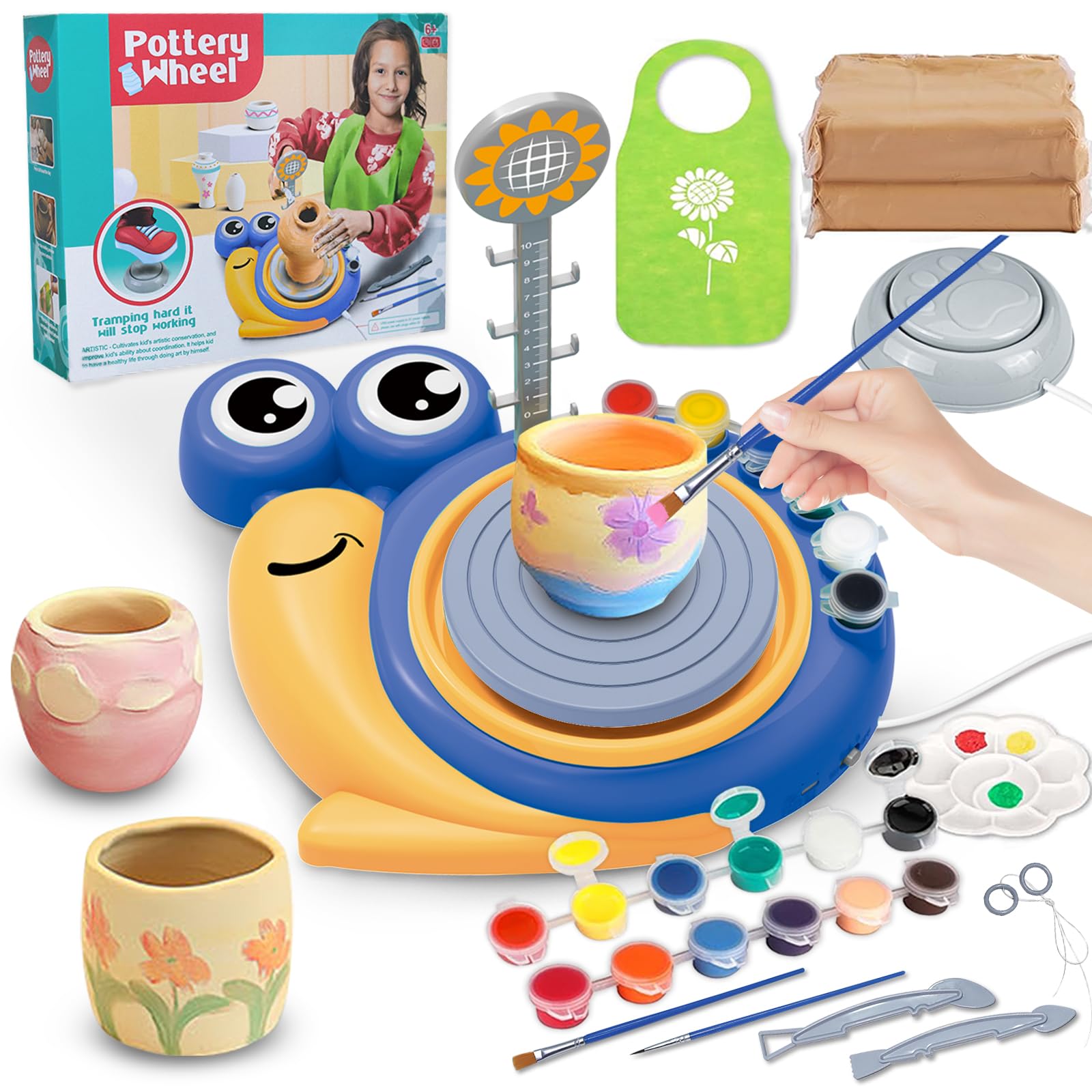 Photo 1 of Pottery Wheel for Kids Ages 8-12 - DIY Craft Kit with Air Dry Clay, Painting Tools & Supplies - Arts & Crafts Gifts for Girls & Boys Ages 5-7 6-8 8-10 8-13 Years Old - Birthday & Christmas Gifts