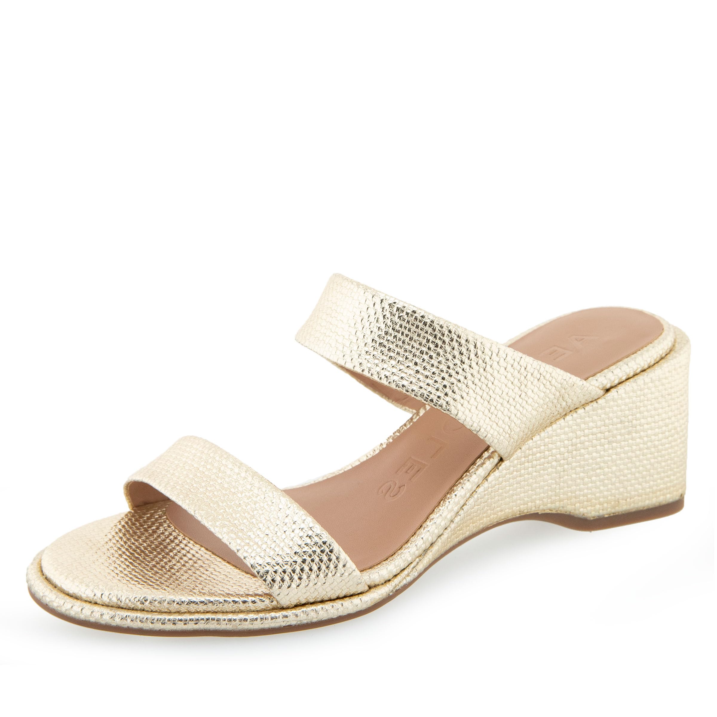 Aerosoles Women’s Norine Wedge Sandal, Soft Gold Canvas, 11