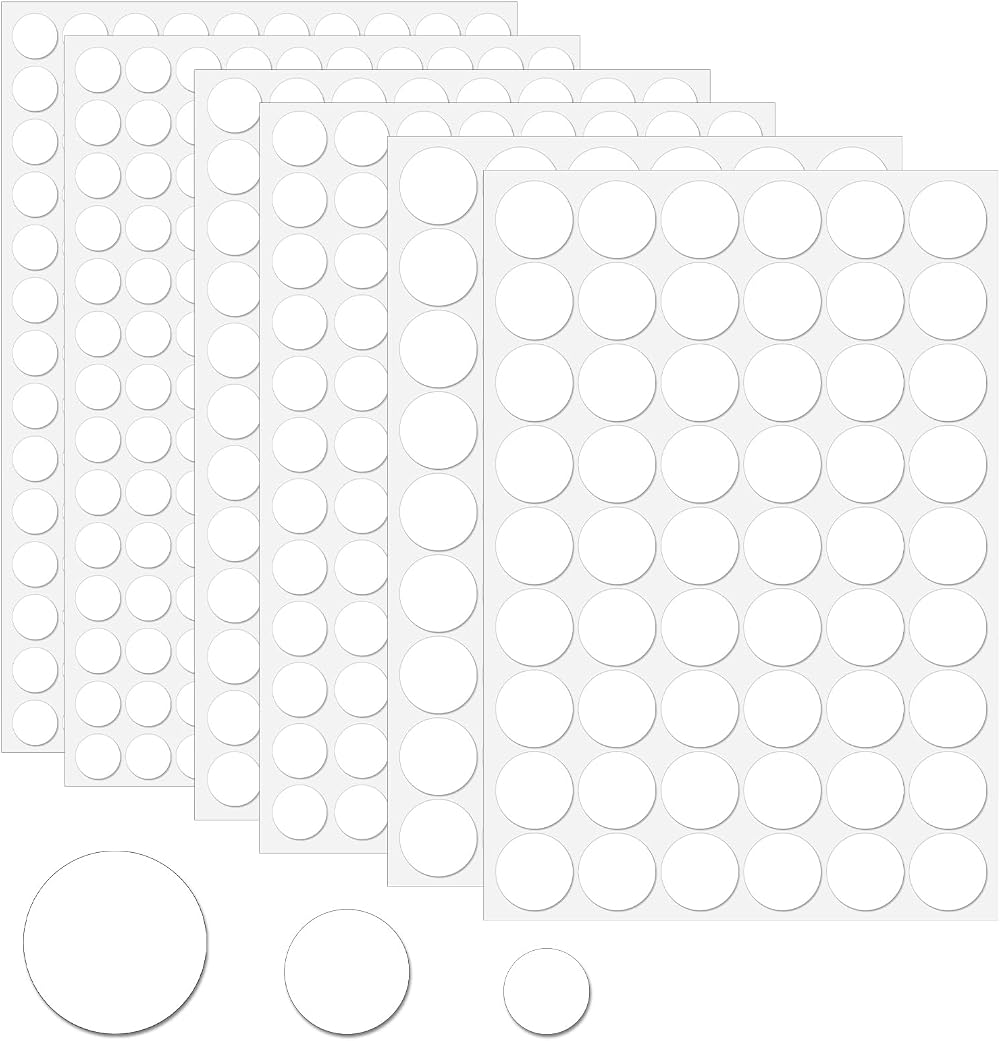 Abeillo 580 Pcs White Screw Hole Covers 12mm 15mm 21mm Self Adhesive
