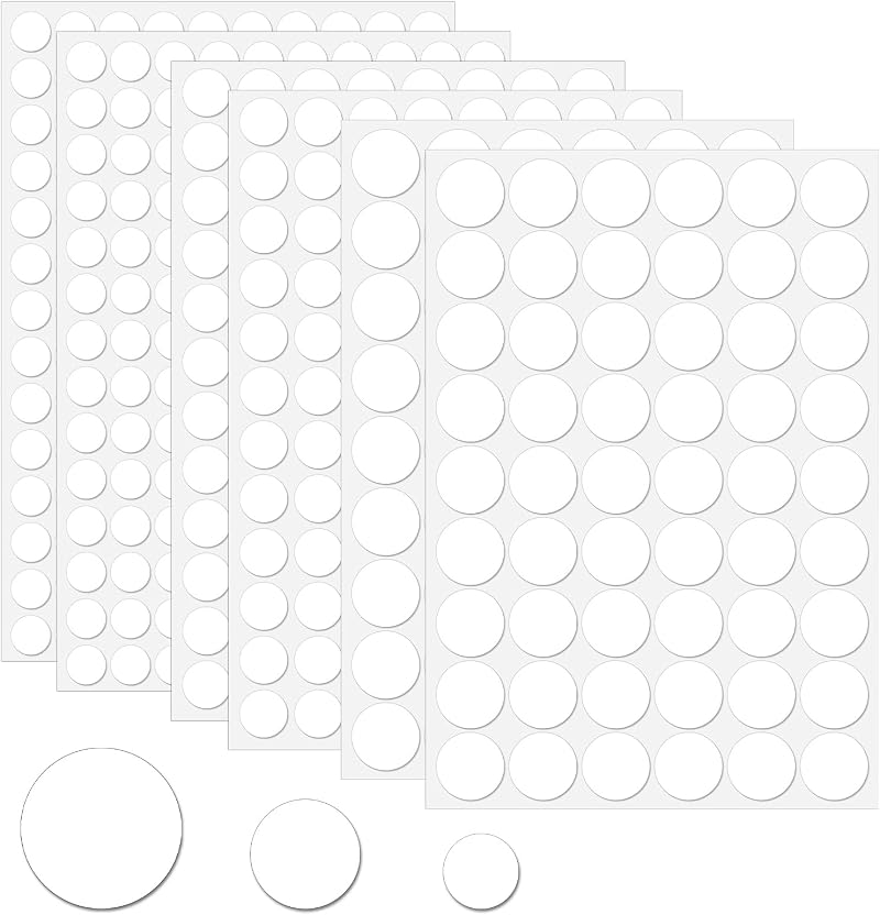 Abeillo 580 Pcs White Screw Hole Covers 12mm 15mm 21mm Self Adhesive