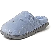 Dearfoams Women's Lightweight Memory Foam Indoor House Slipper Darcy Velour Clog with Wide Widths