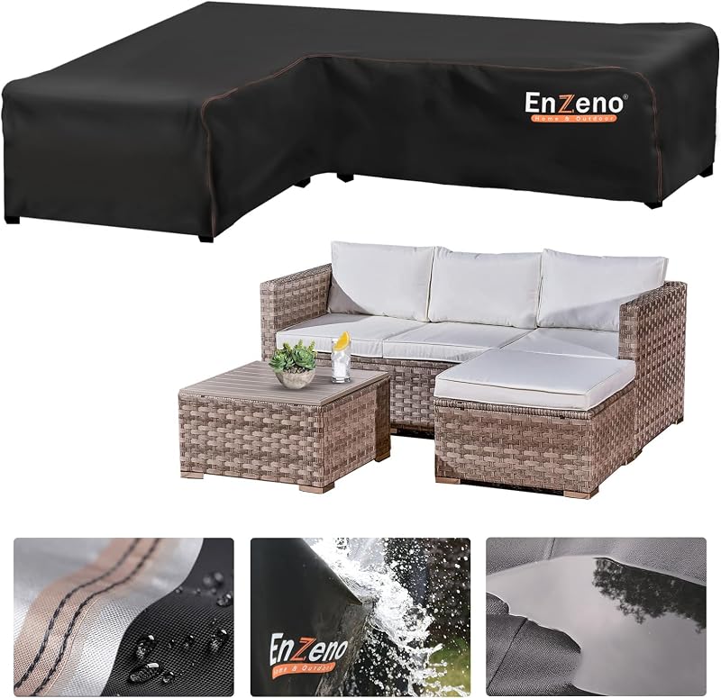 Enzeno L Shaped Garden Sofa Cover 420D Oxford Waterproof 140x210x75cm