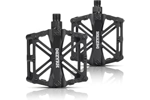 KEMIMOTO Mountain Bike Pedals MTB Bicycle Flat Pedals, 9/16'' CNC Aluminum Durable Sealed Bearings for Most Bikes BMX MTB Enduro Downhill Trail (Two Pack) (Black)