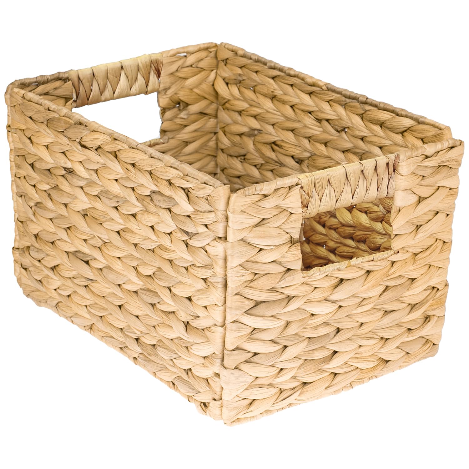 HMF storage basket woven from water hyacinth, decorative basket with carry handles for storage in the bathroom, kitchen and living area | Size M | 32 x 23 x 20 cm | Natural