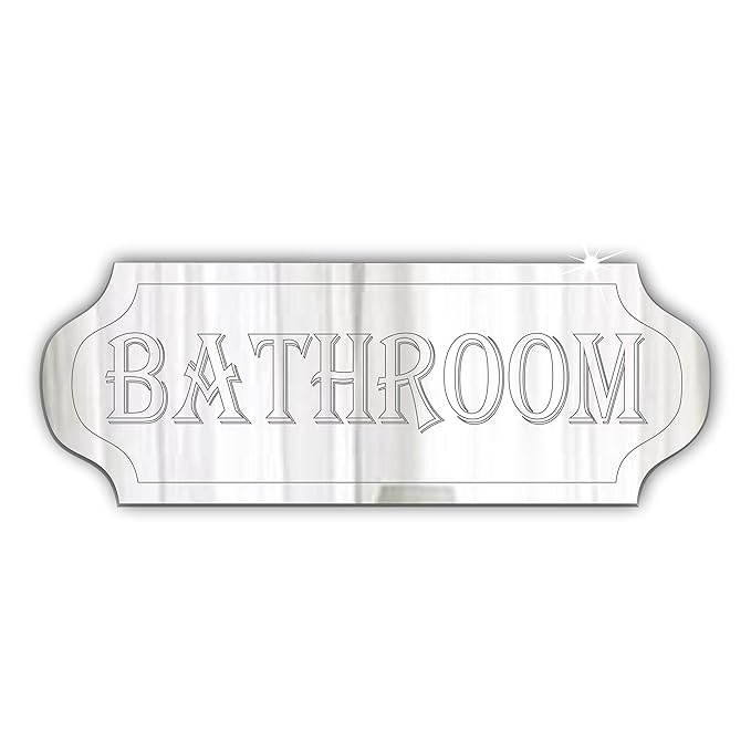 Mirrors Interiors Bathroom Door Sign Plaque Glass Effect