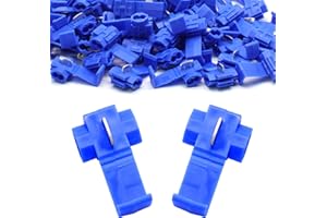 Seimneire Solderless Quick Splice Snap Wire Connector, 18-14 AWG Cold Pressed Insulated Electric Wire Lock Tap Crimp, Double Run Cable Joiner Terminal Snap Splicers- 120 Pcs Blue